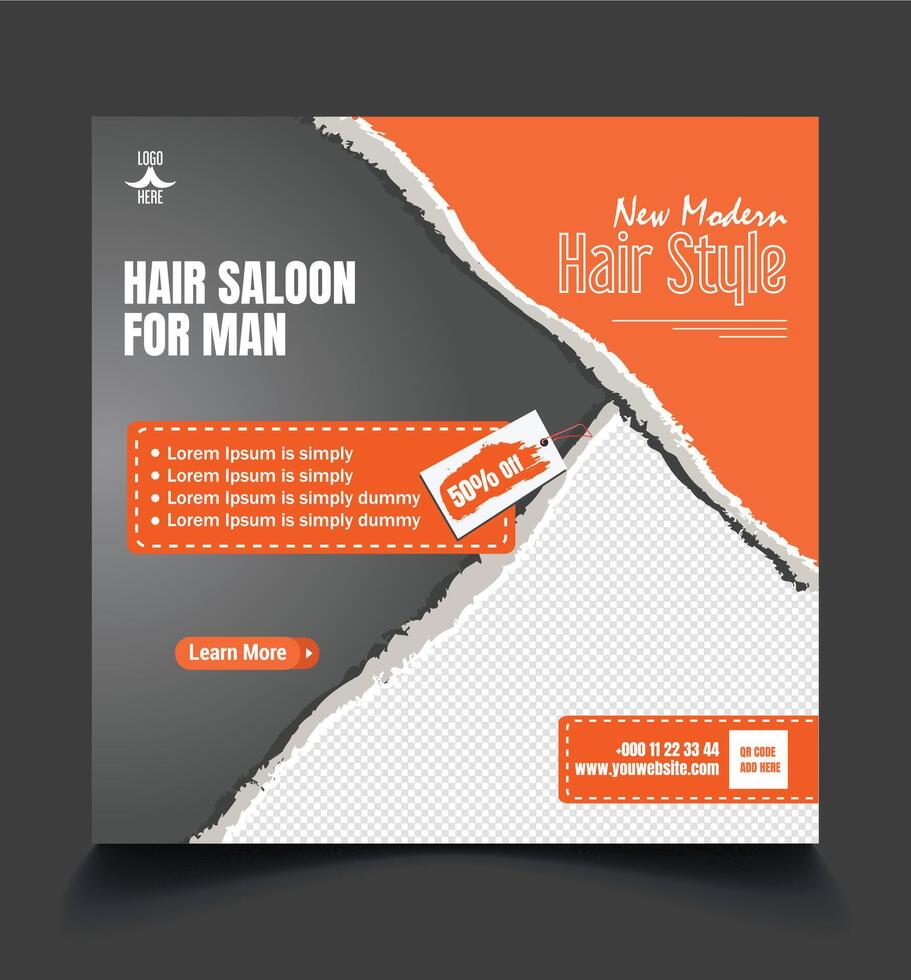 Barbershop hair cutting salon social media post template. editable beauty salon promotion banner design vector