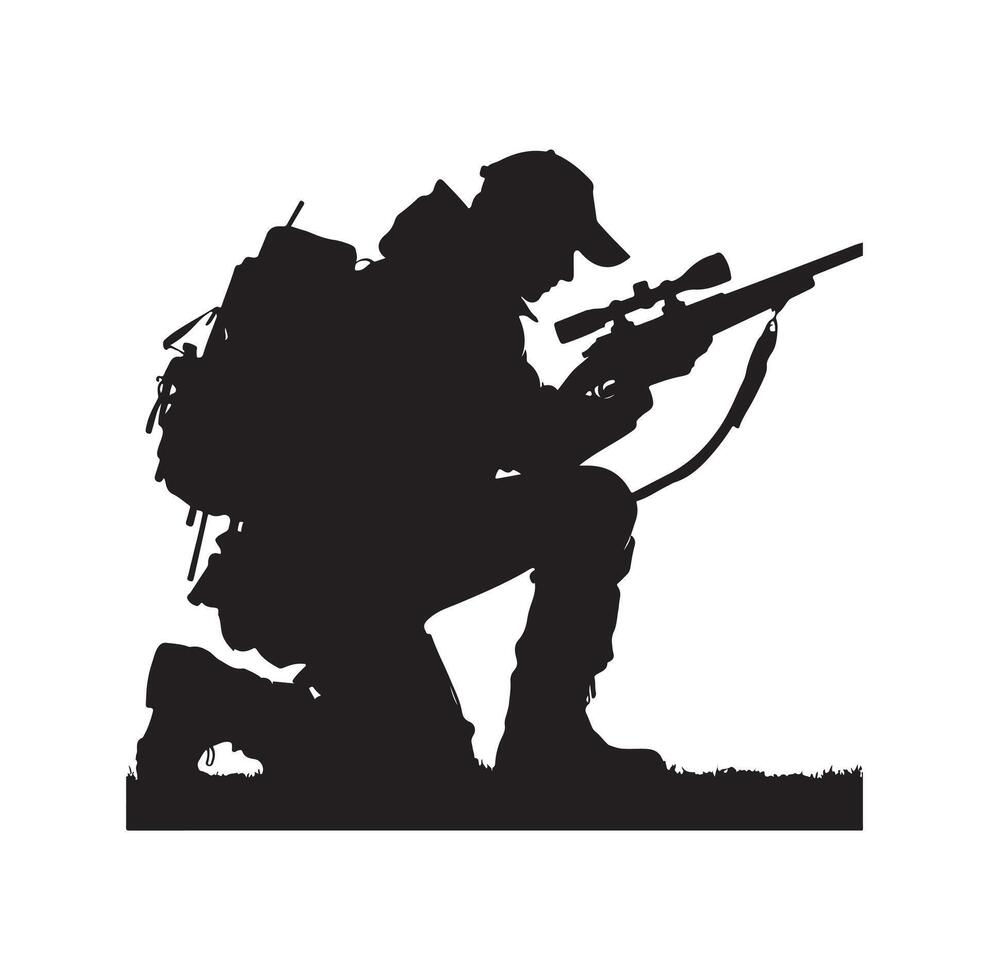Hunting Man Silhouette illustration vector