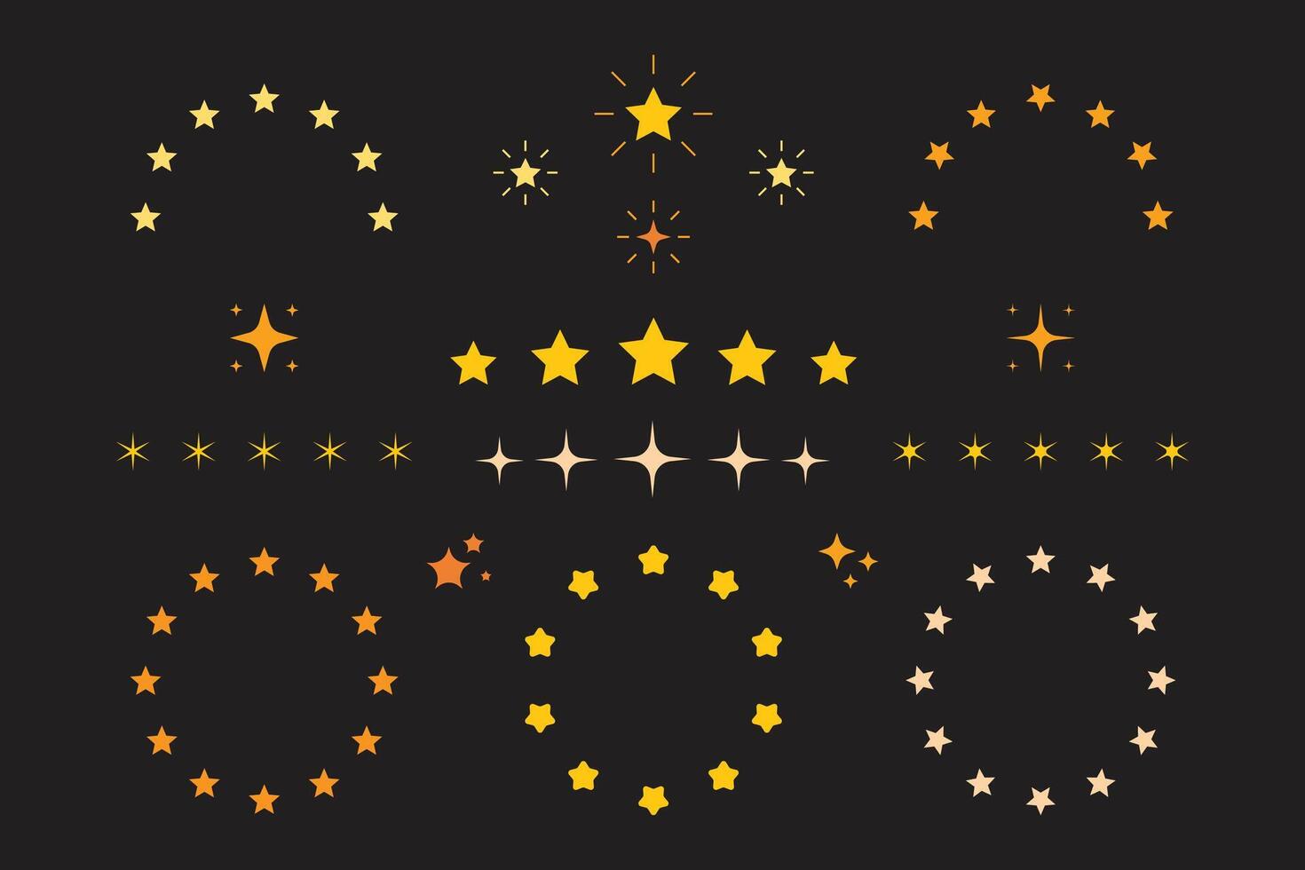 A collection of circular and parallel star shapes for decoration vector