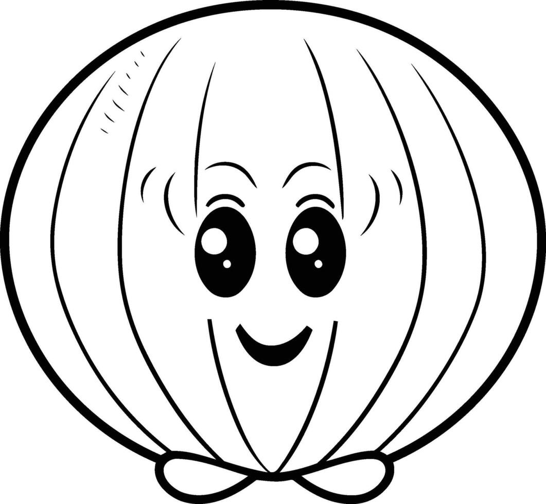 illustration of a cute smiling onion isolated on a white background. vector