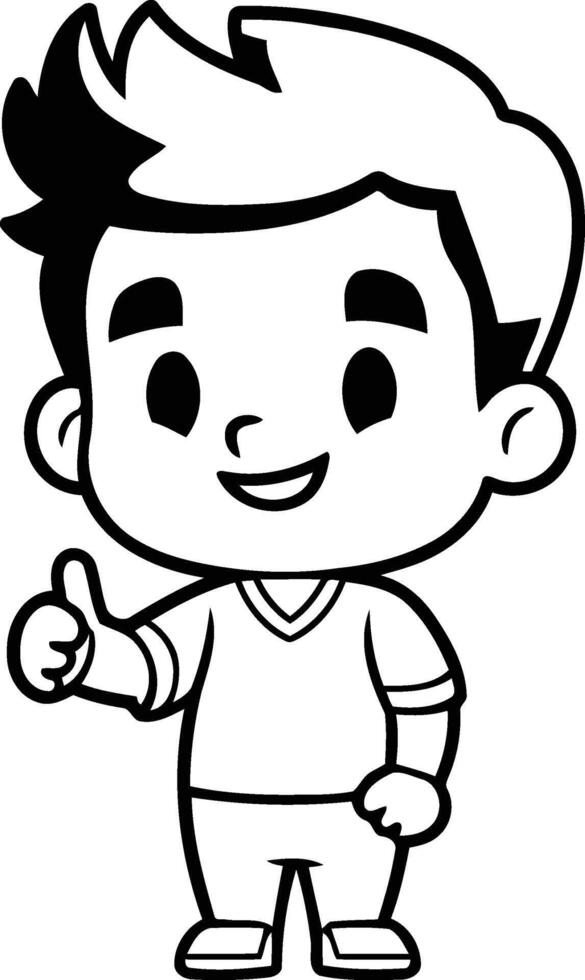 Boy Thumbs Up - Cute Cartoon Character Illustration Design vector