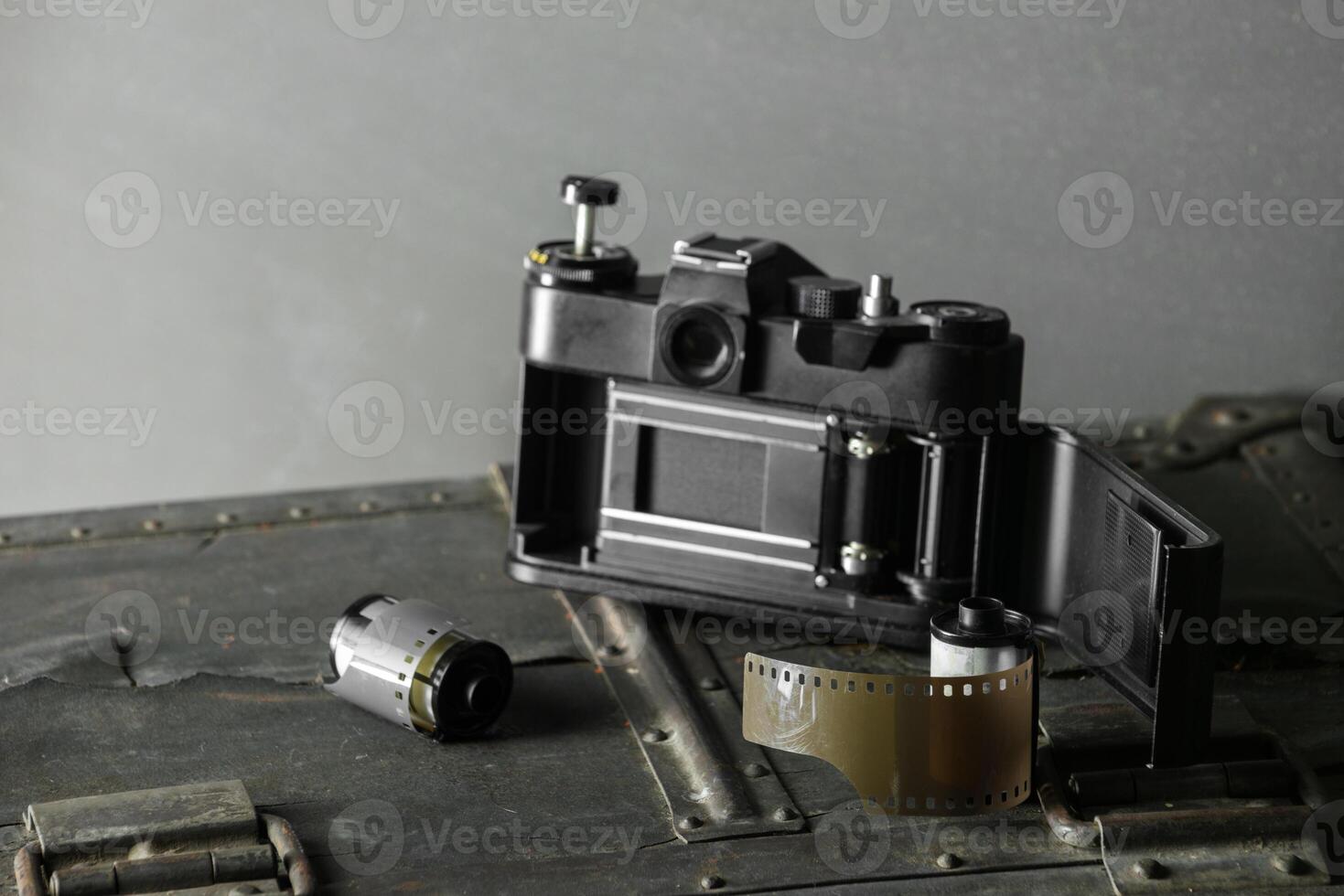 Old retro camera and 35 mm photo