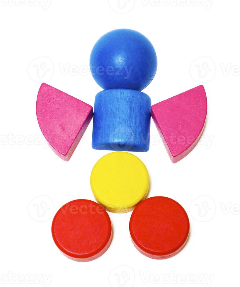 Figure of man from the colored wooden cubes photo