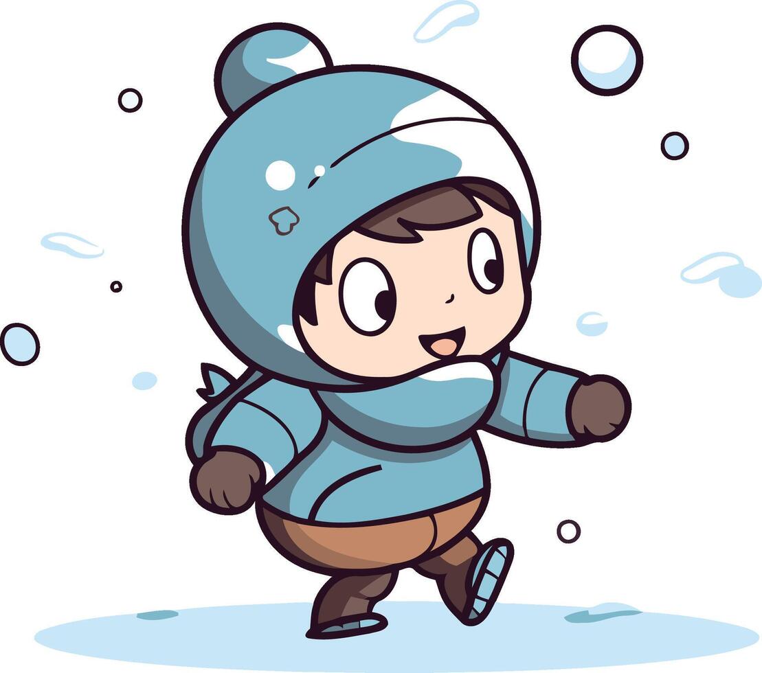 Illustration of a Cute Little Boy in Winter Clothes Walking vector