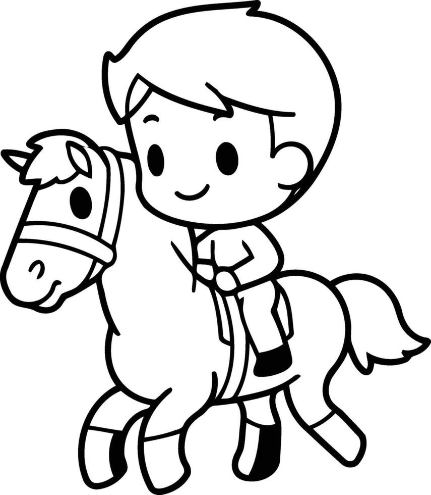 Boy riding horse of a boy riding a horse. vector