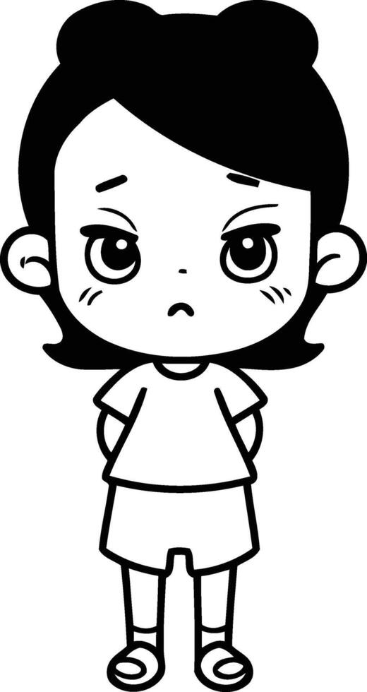 Angry Little Girl - Retro Cartoon Illustration vector