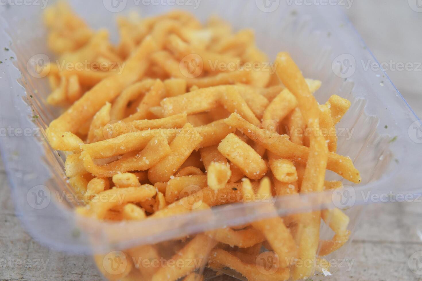 Dry noodle snacks with salty are perfect for children's food photo