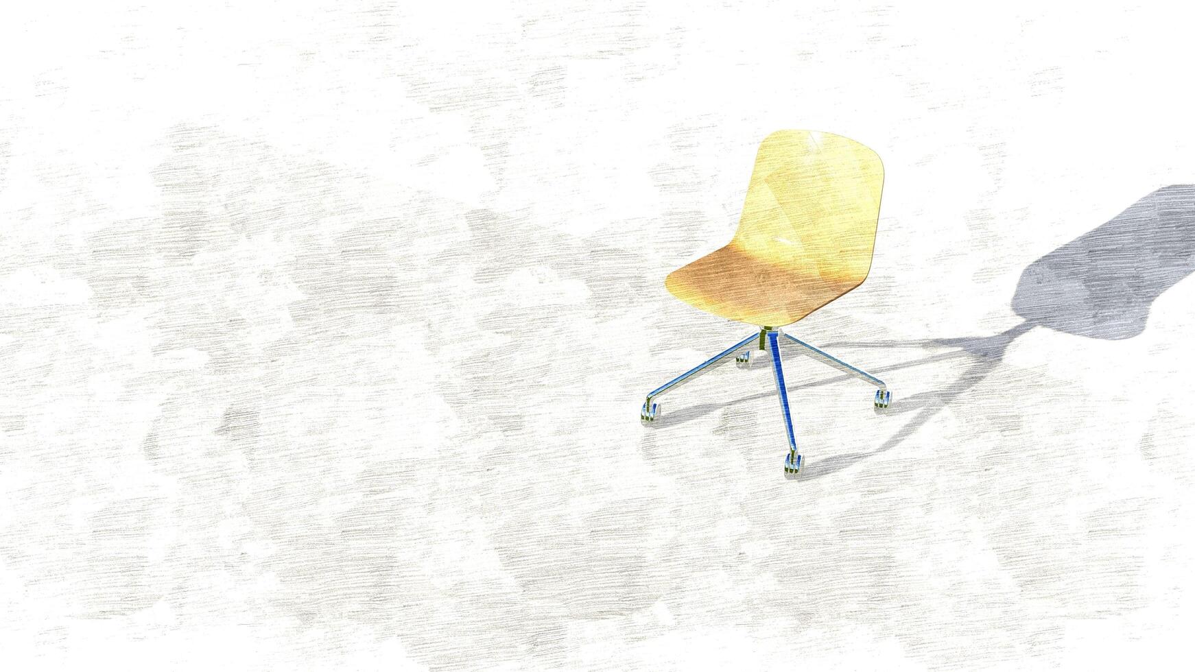 3d rendering single minimalist office chair with glossy wood on sketch photo