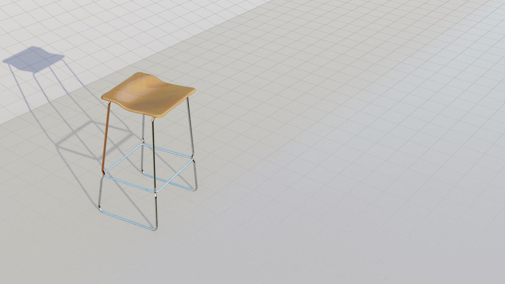 3d rendering barstool on blueprint background photo