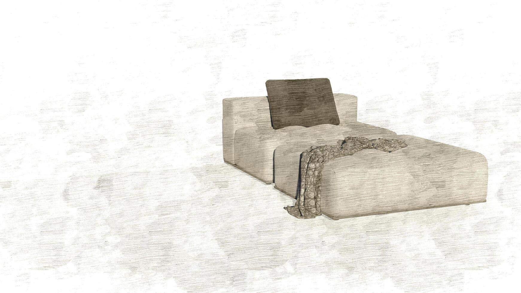 3d rendering velvet sofa beige photo