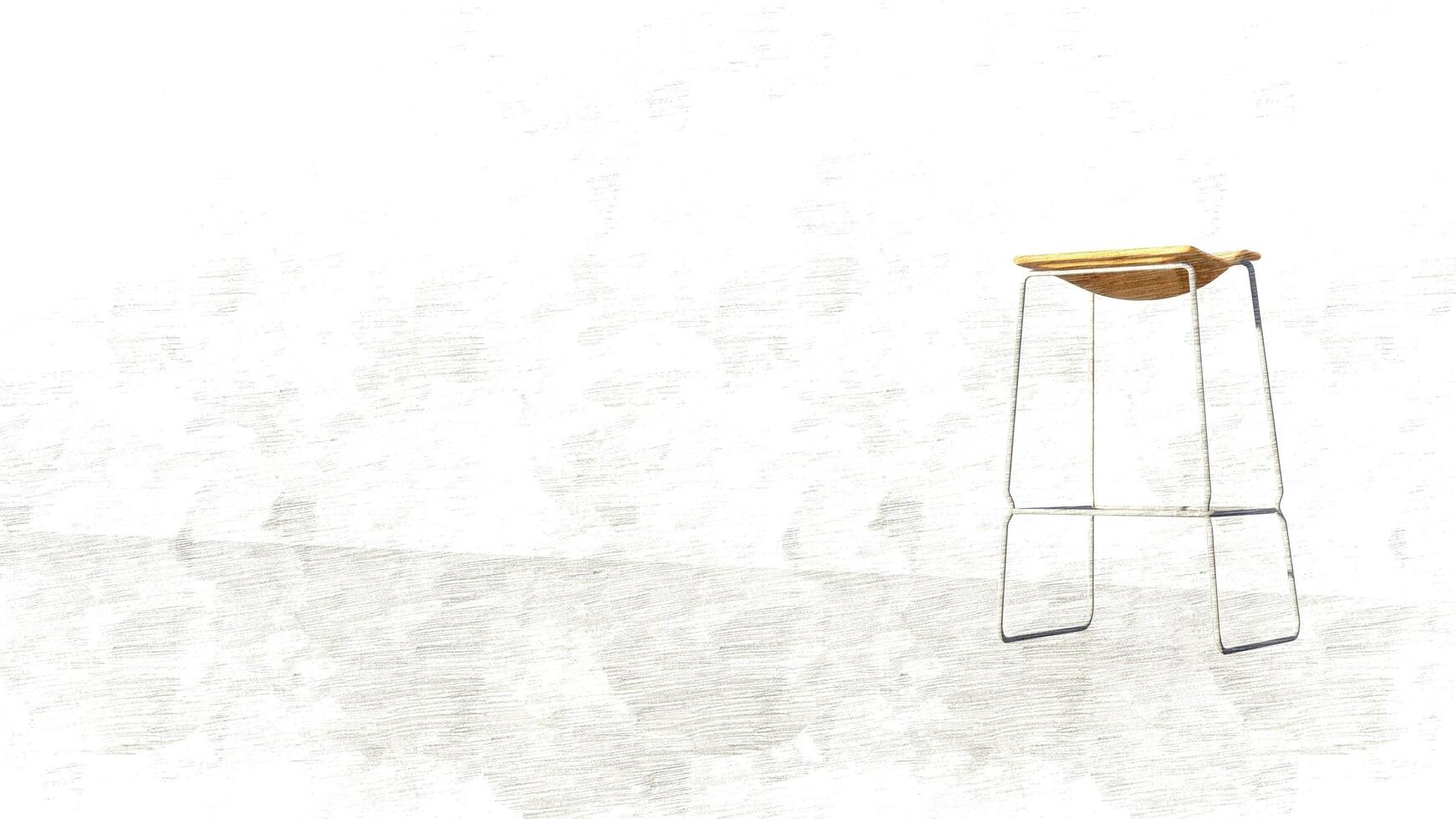 3d rendering wake stool and bar chair on sketch photo