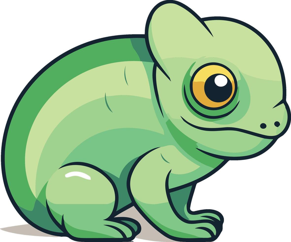 Cute cartoon chameleon isolated on white background. vector