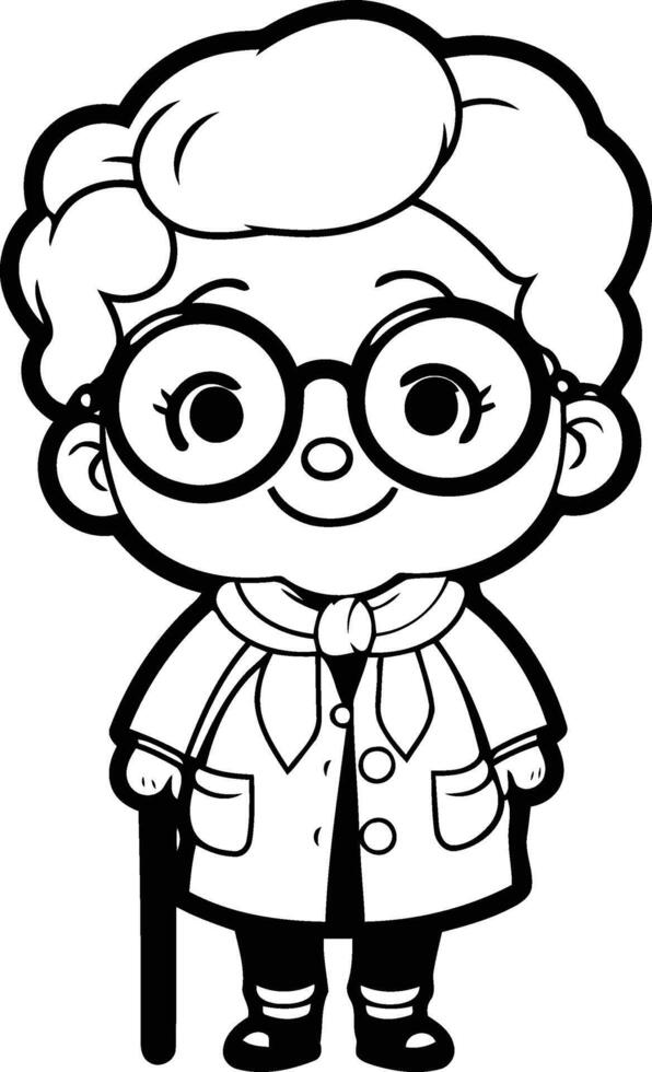 Cute Cartoon Grandmother Mascot Character vector