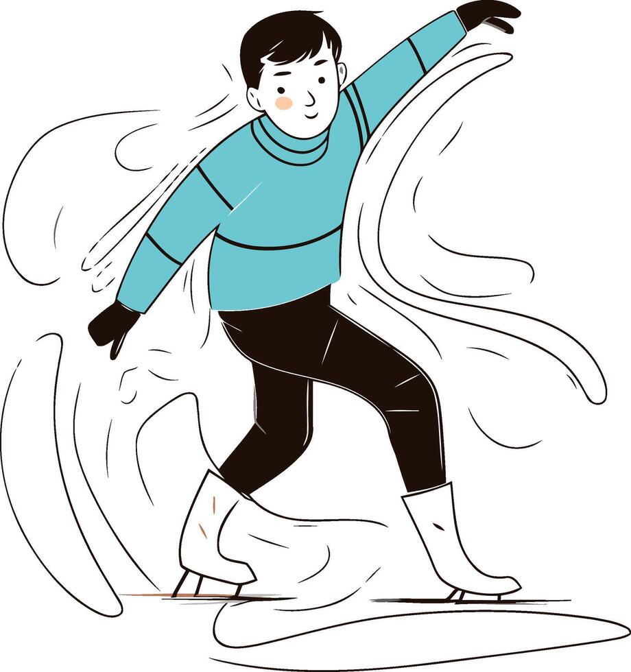 illustration of a boy in winter clothes jumping on a snowboard vector