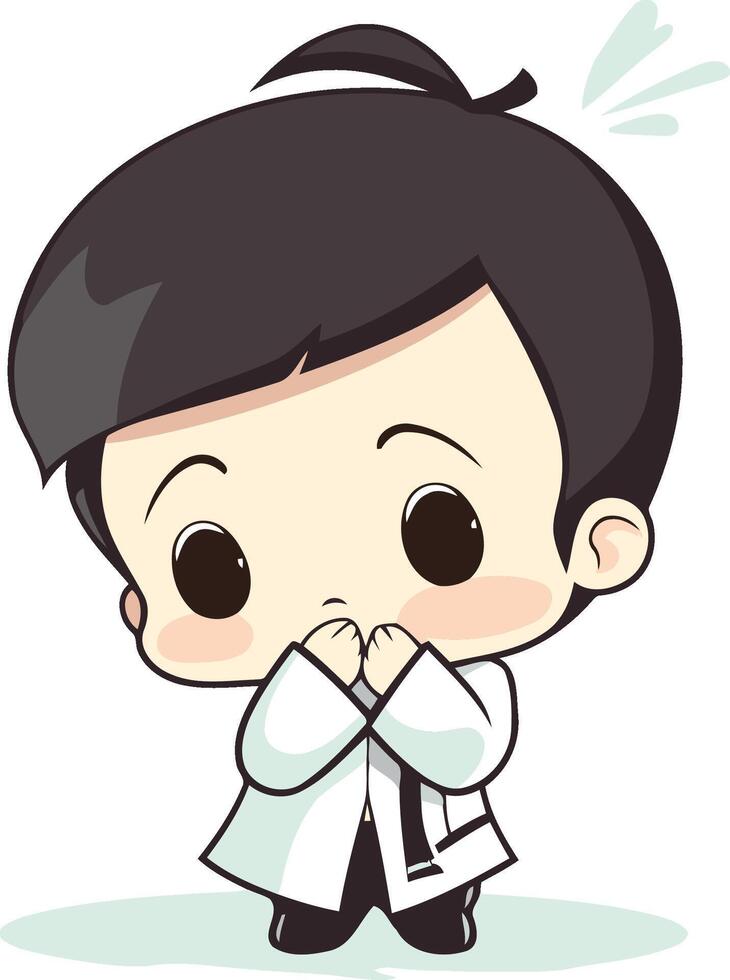 Karate Girl - kawaii cartoon character illustration design. vector