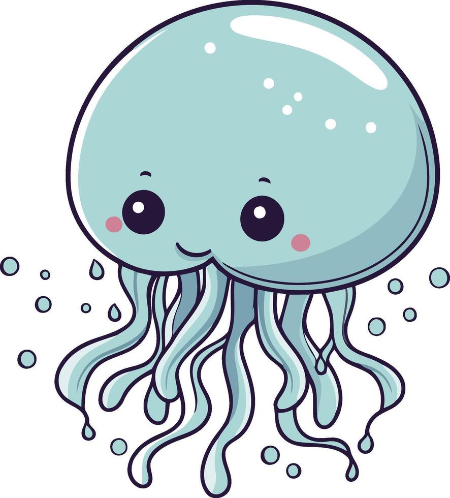 cute jellyfish kawaii cartoon icon illustration graphic design vector