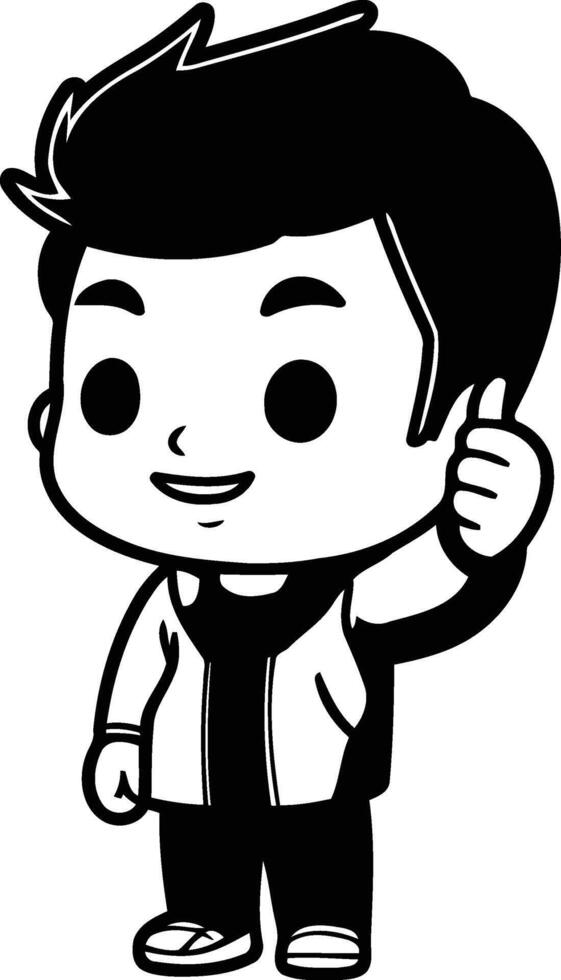 Thumbs up - Cartoon boy with thumb up gesture illustration. vector