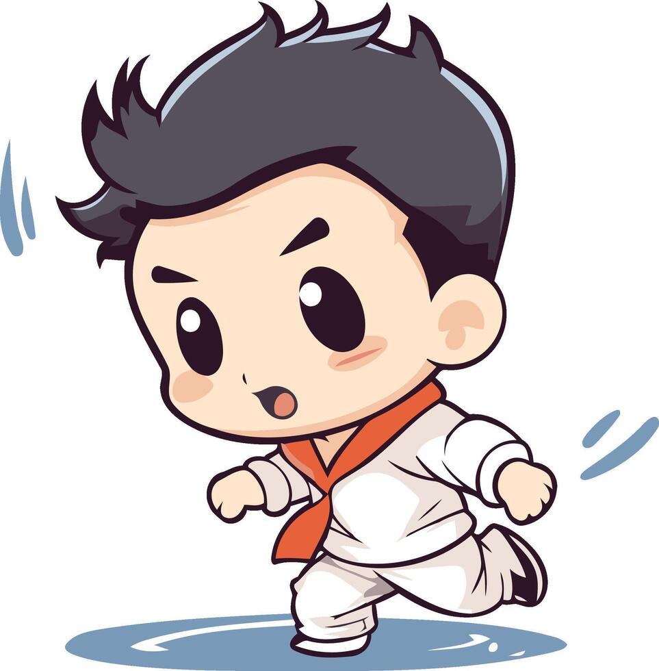 Taekwondo - Cartoon Illustration of a Martial Arts Kid vector
