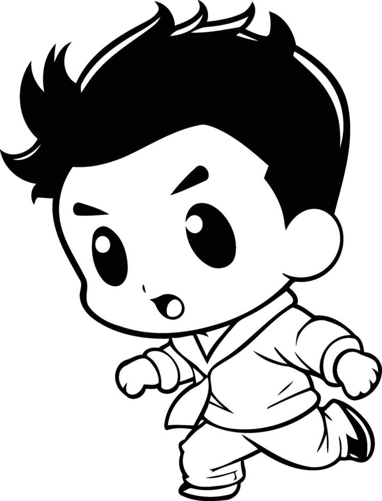 Taekwondo - Cartoon Illustration of a Martial Arts Kid vector