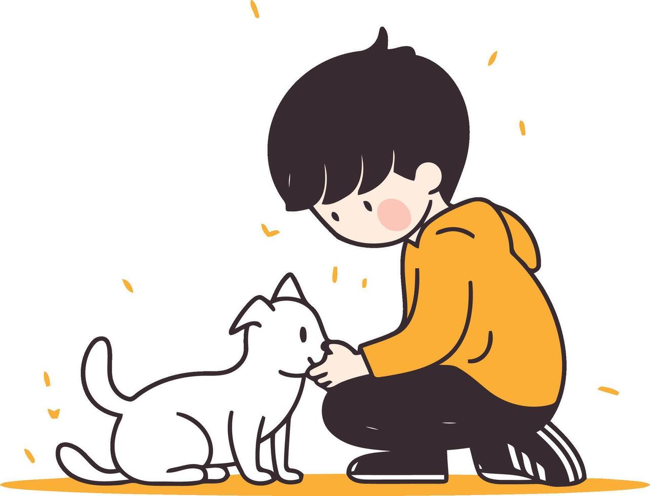 Boy playing with a dog. Cute cartoon character. vector