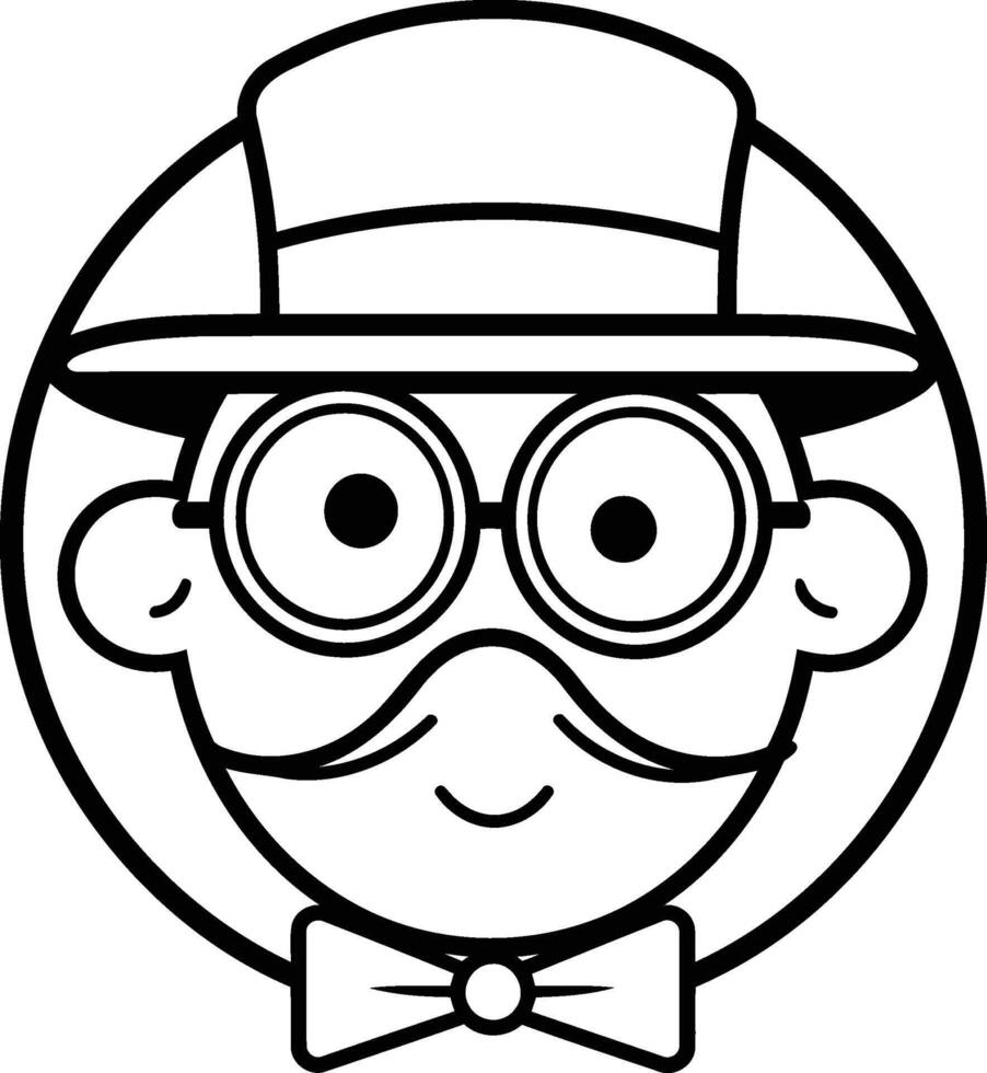 cute grandfather face with hat and glasses cartoon illustration graphic design vector