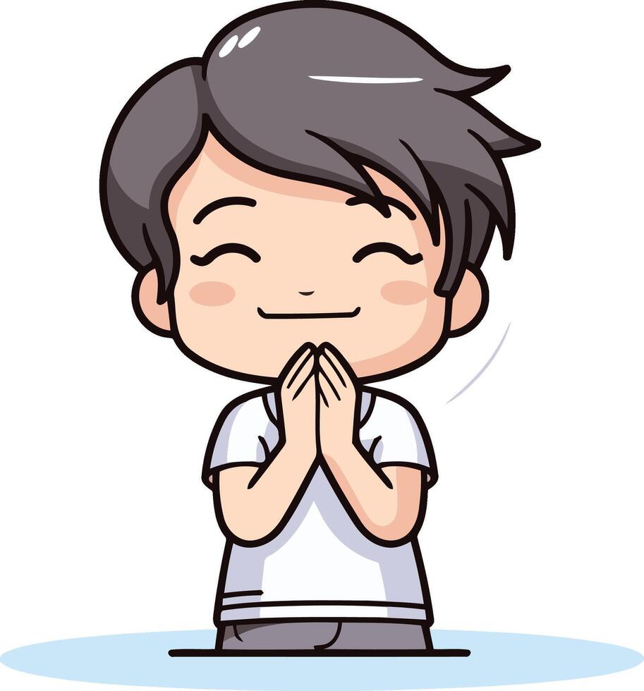 Boy Praying - Cute Cartoon Illustration vector