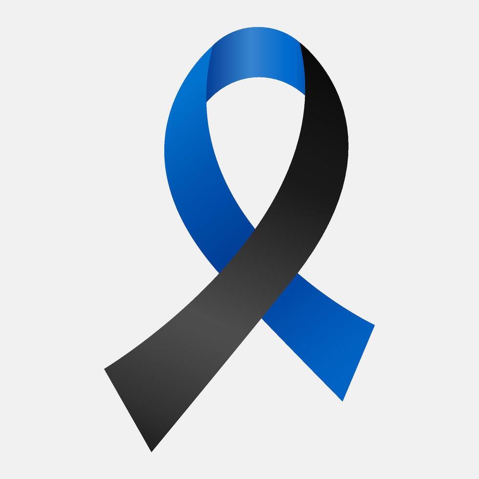 Blue and black ribbon awareness Ocular Melanoma, Police Officers Lost