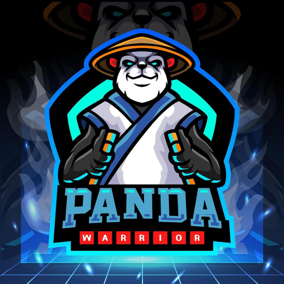 Panda warrior mascot. esport logo design. vector