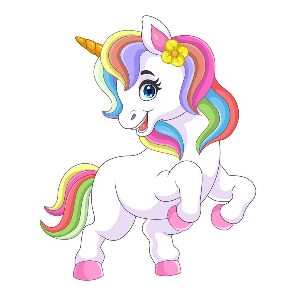 Cartoon rainbow horse isolated on white background vector