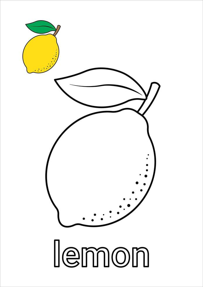 Lemon Coloring Page for Kids vector
