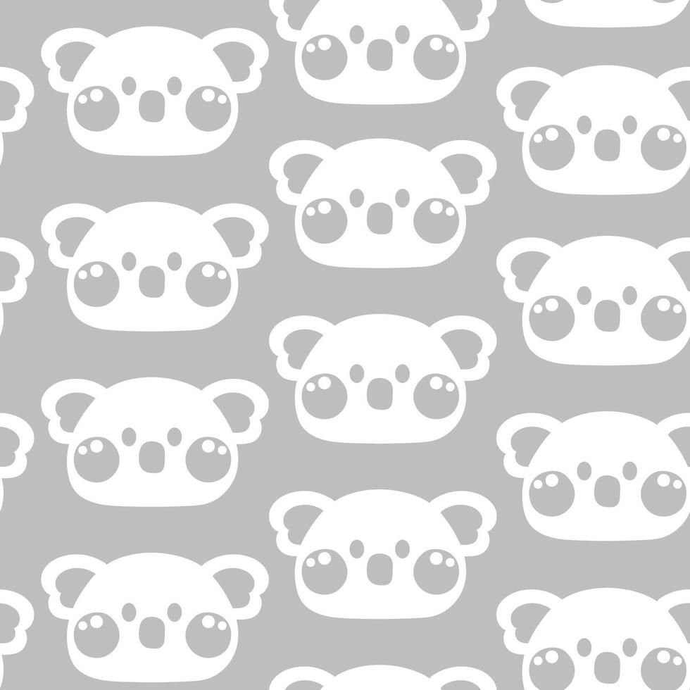 Seamless pattern of cute koala smile face on gray background.Wild animal character cartoon design.Image for card,poster,baby clothing,print screen.Kawaii.Illustration. vector