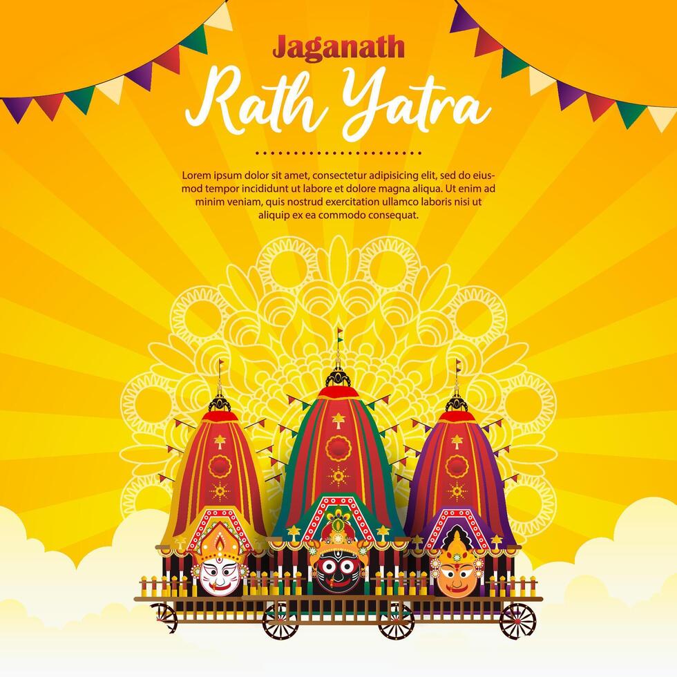 happy rath yatra poster vector