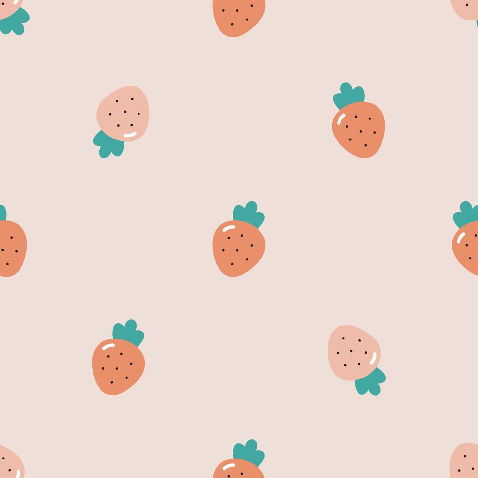 Seamless pattern with strawberry. illustration in cartoon style. For card, posters, banners, printing on the pack, printing on clothes, fabric, wallpaper. vector