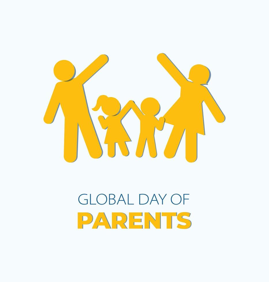 Global Day of Parents Holiday concept global family day 1st June happy parents day Template for background with banner card and poster flat illustration vector