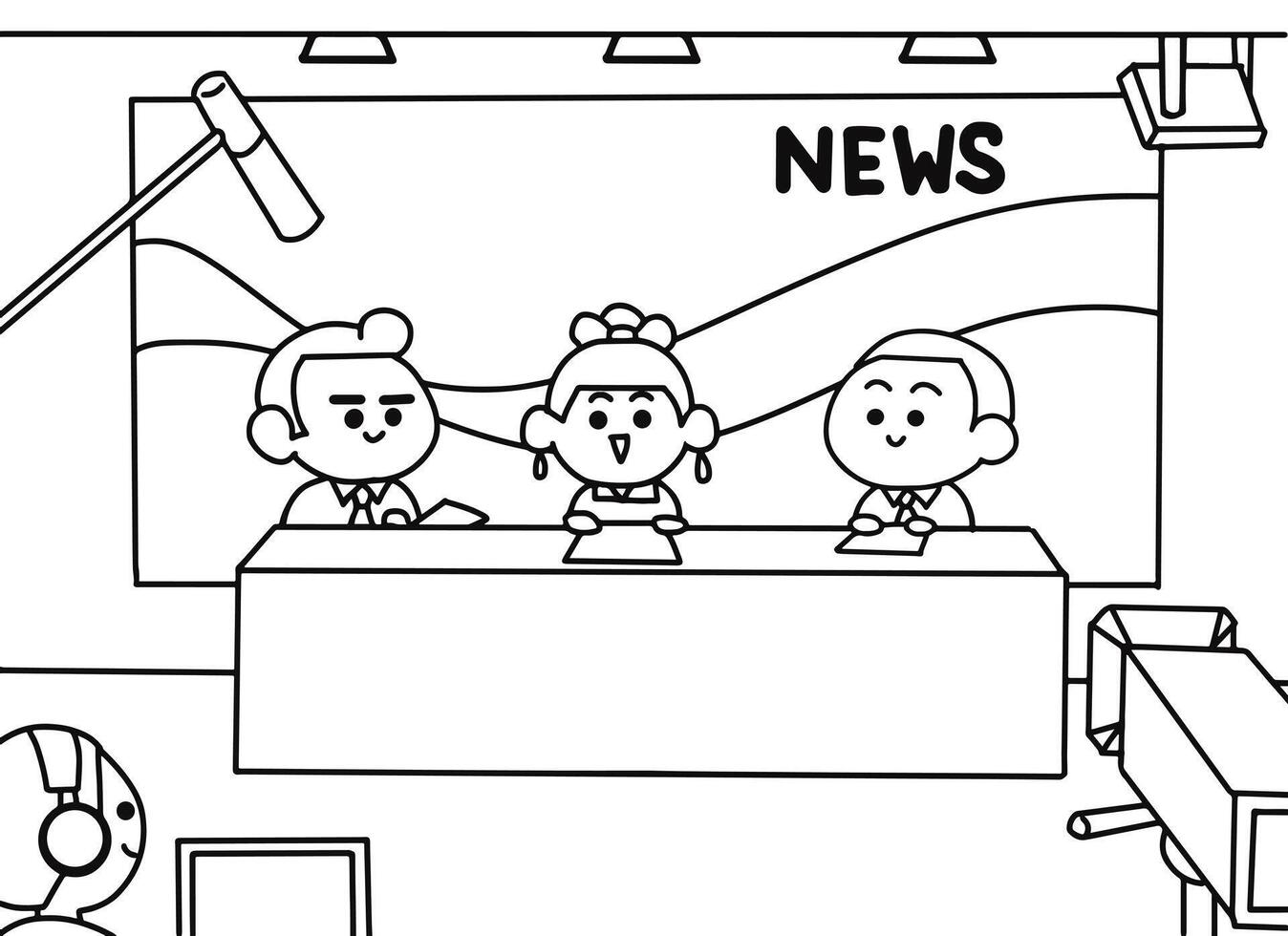 News anchor in the studio. vector