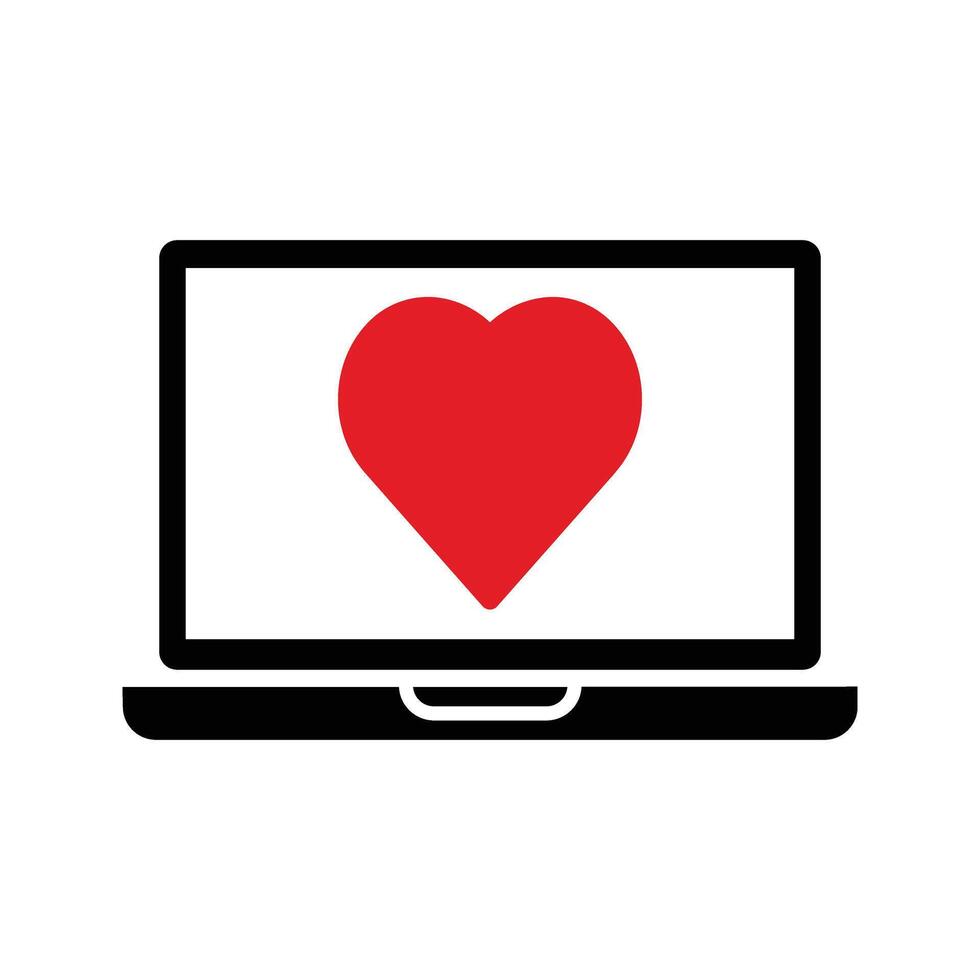 computer monitor with heart vector