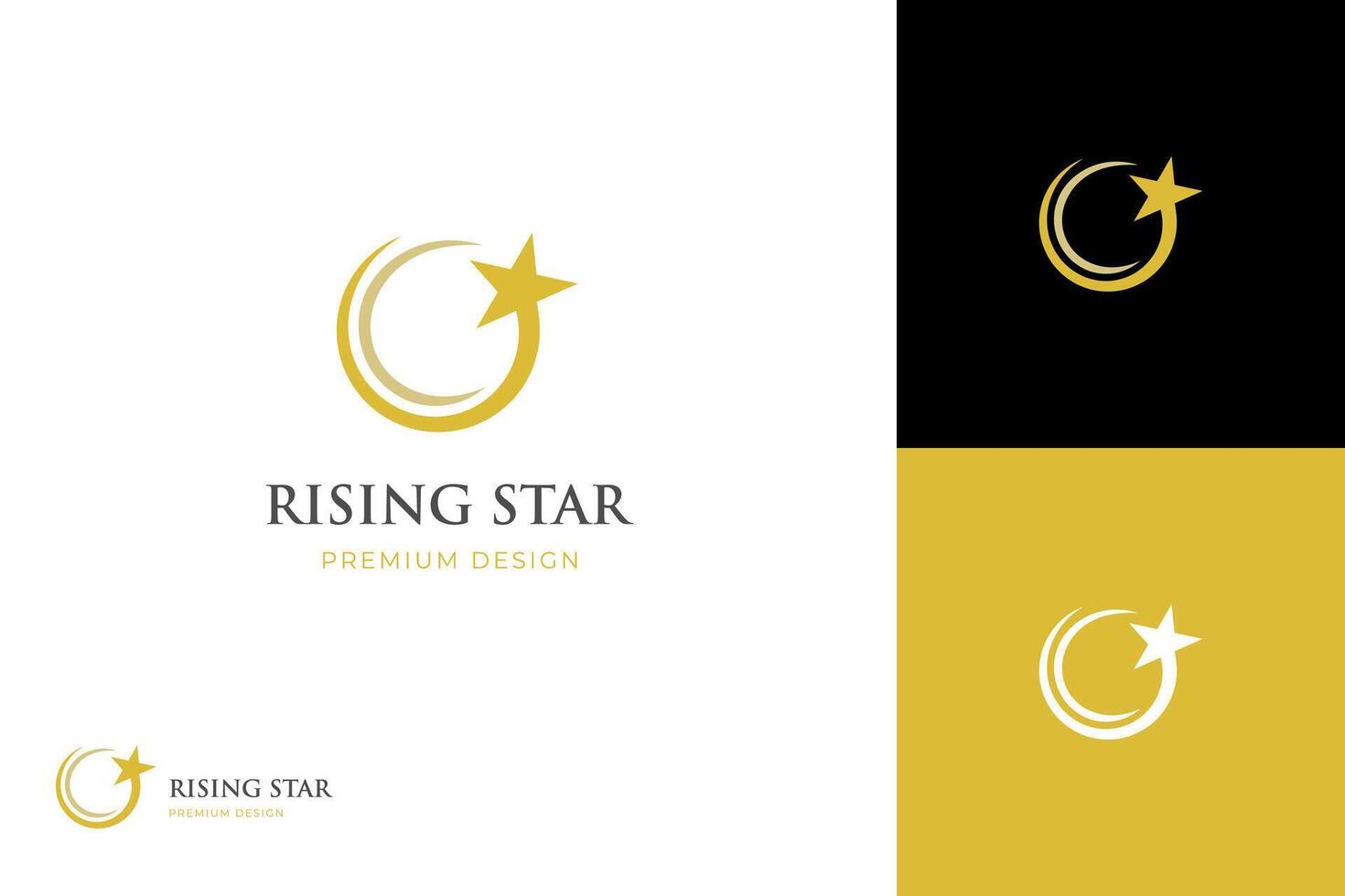 Golden Star Luxury logo icon design, Elegant and modern rising Star logotype design vector