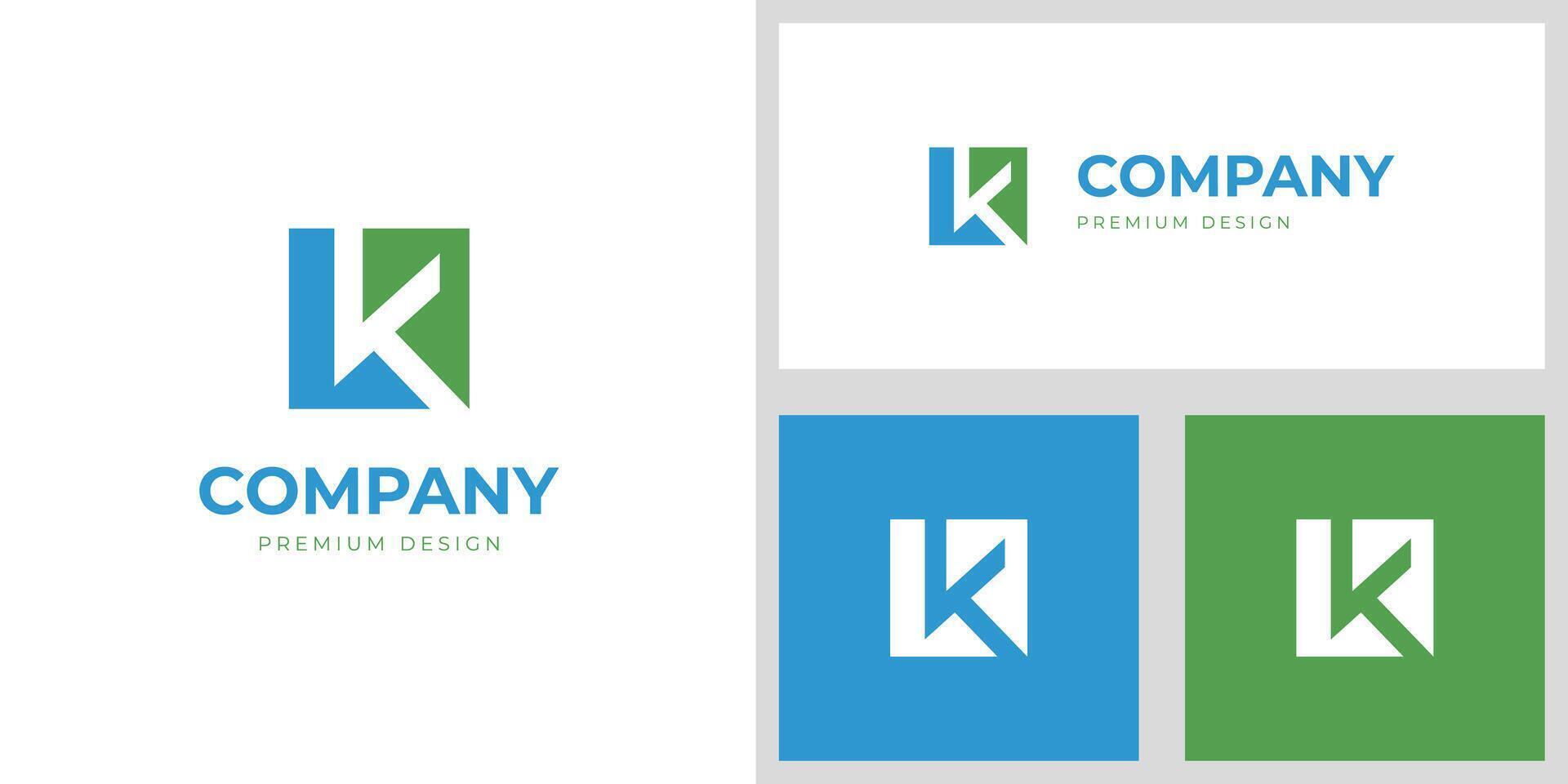 modern letter k logo identity design. initial K brand identity with square logo symbol vector