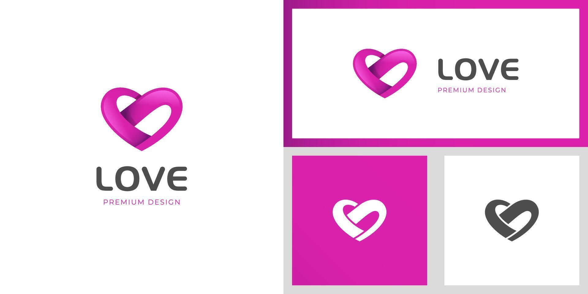 abstract love logo icon design. Heart ribbon creative logo symbol vector