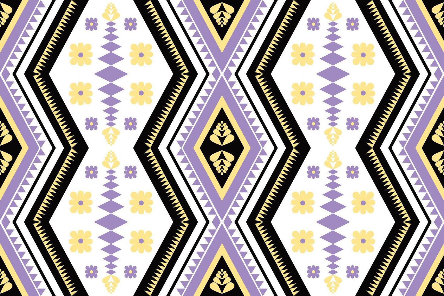 Violet and Yellow flowers fabric seamless pattern vector