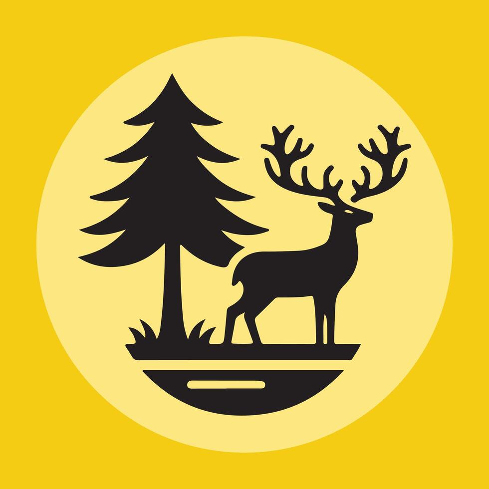 Deer silhouettes art illustration vector