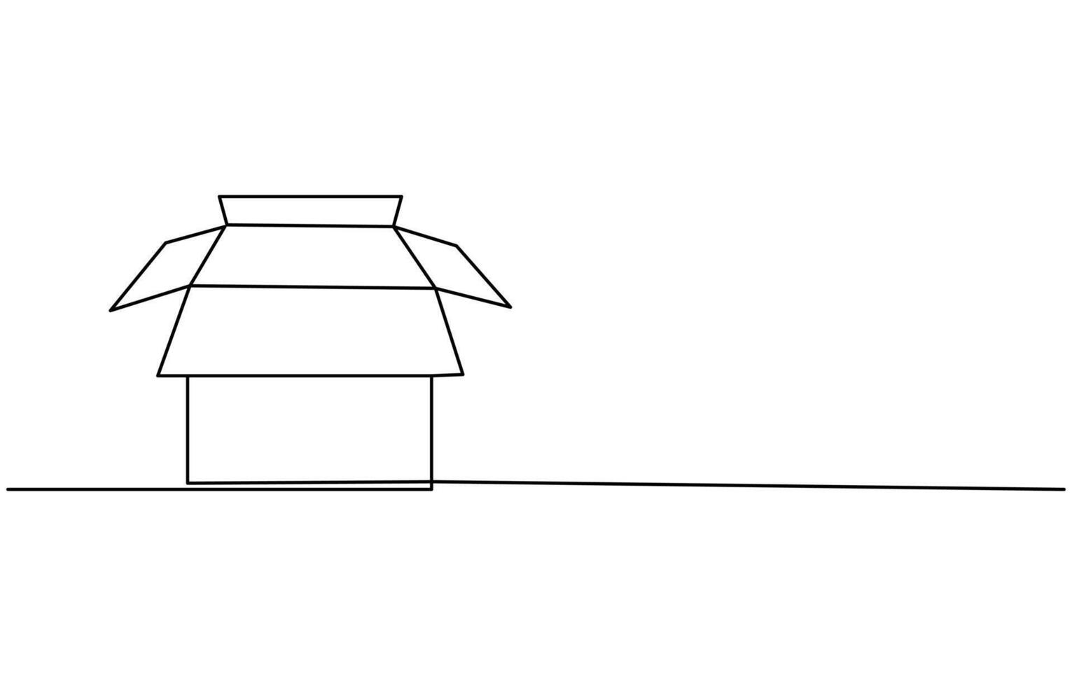 Single Continuous one line drawing of a cardboard box. Online shopping concept vector