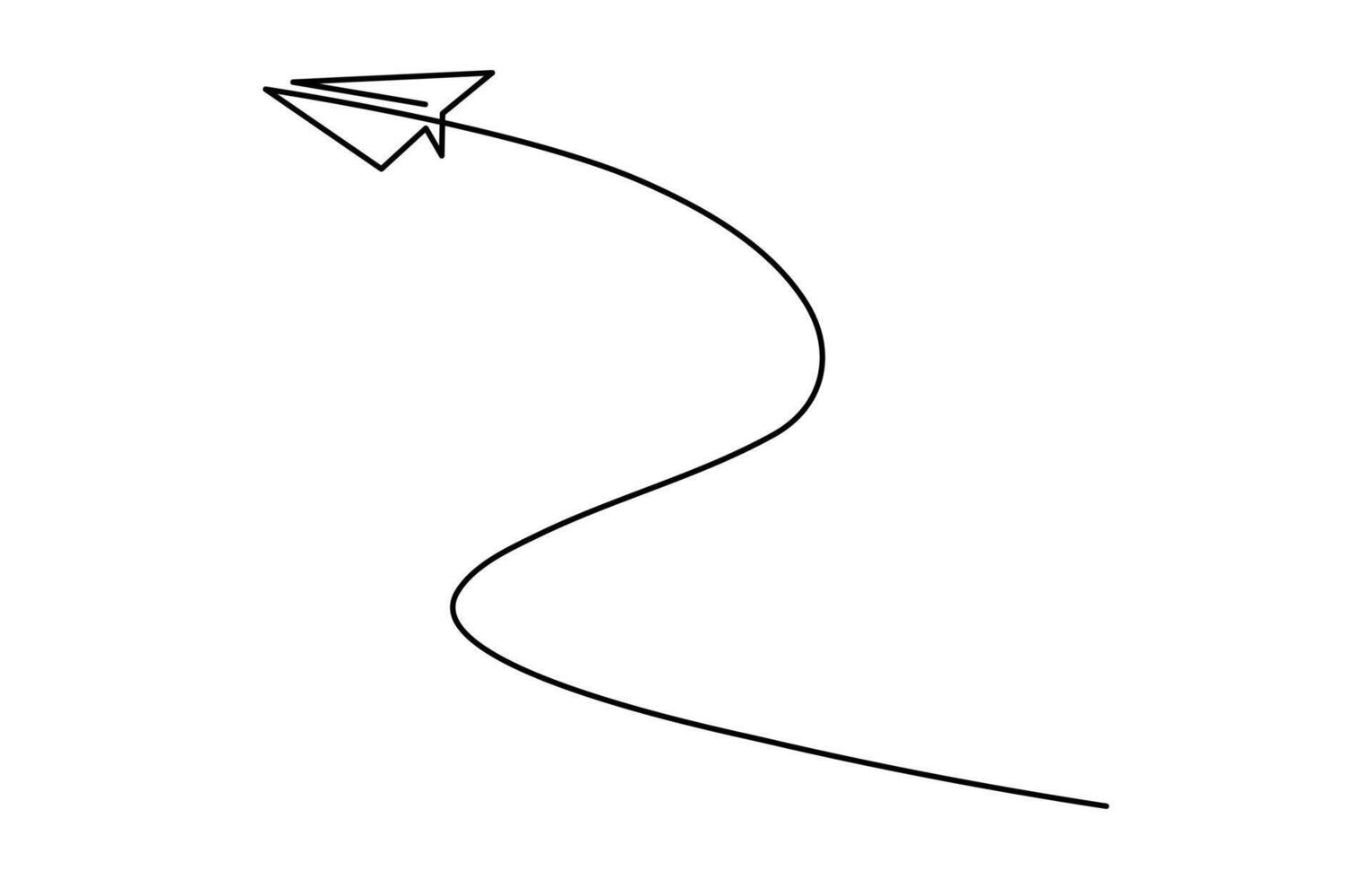 Continuous line drawing of paper plane, vector