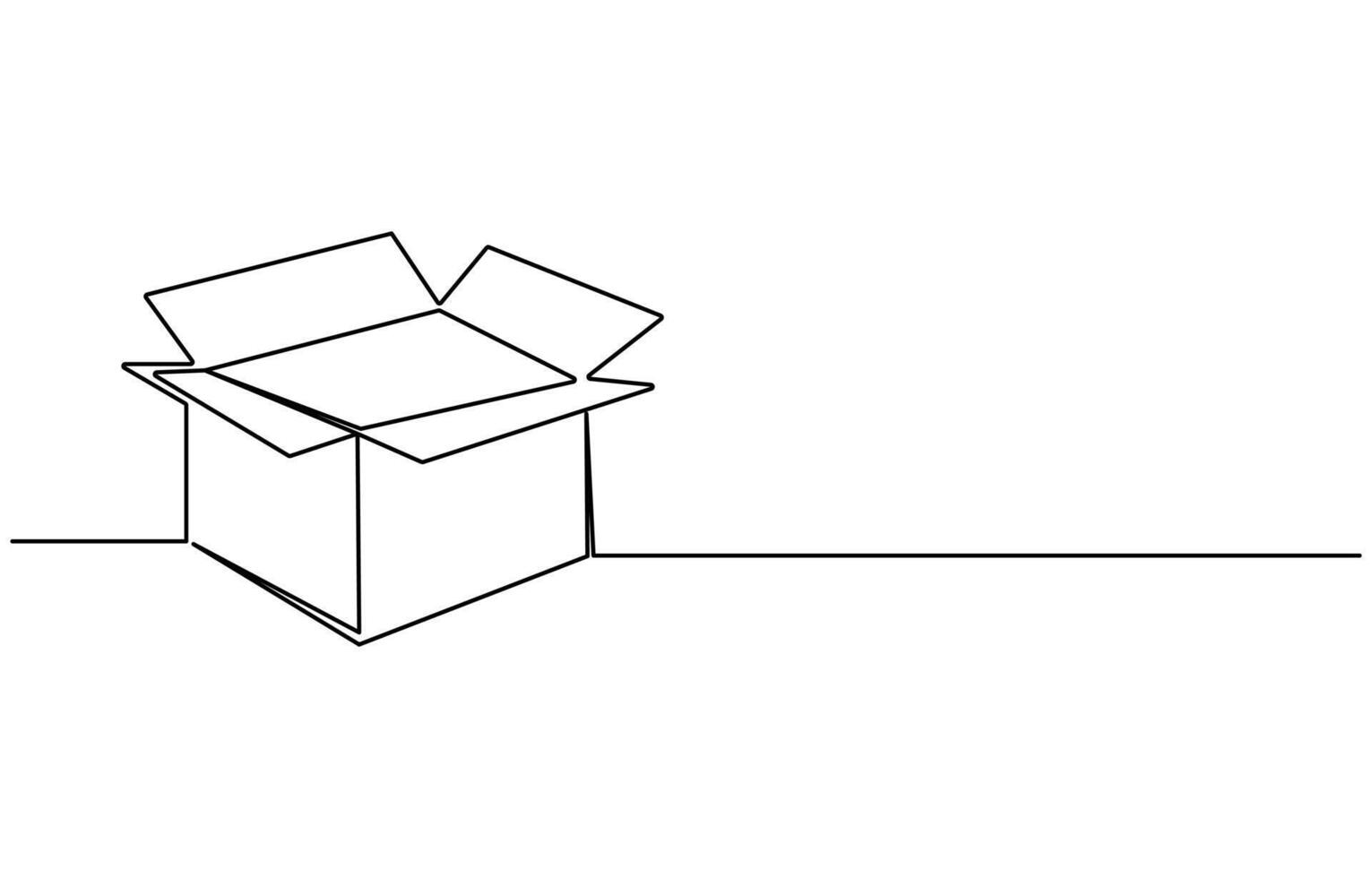 Single Continuous one line drawing of a cardboard box. Online shopping concept vector