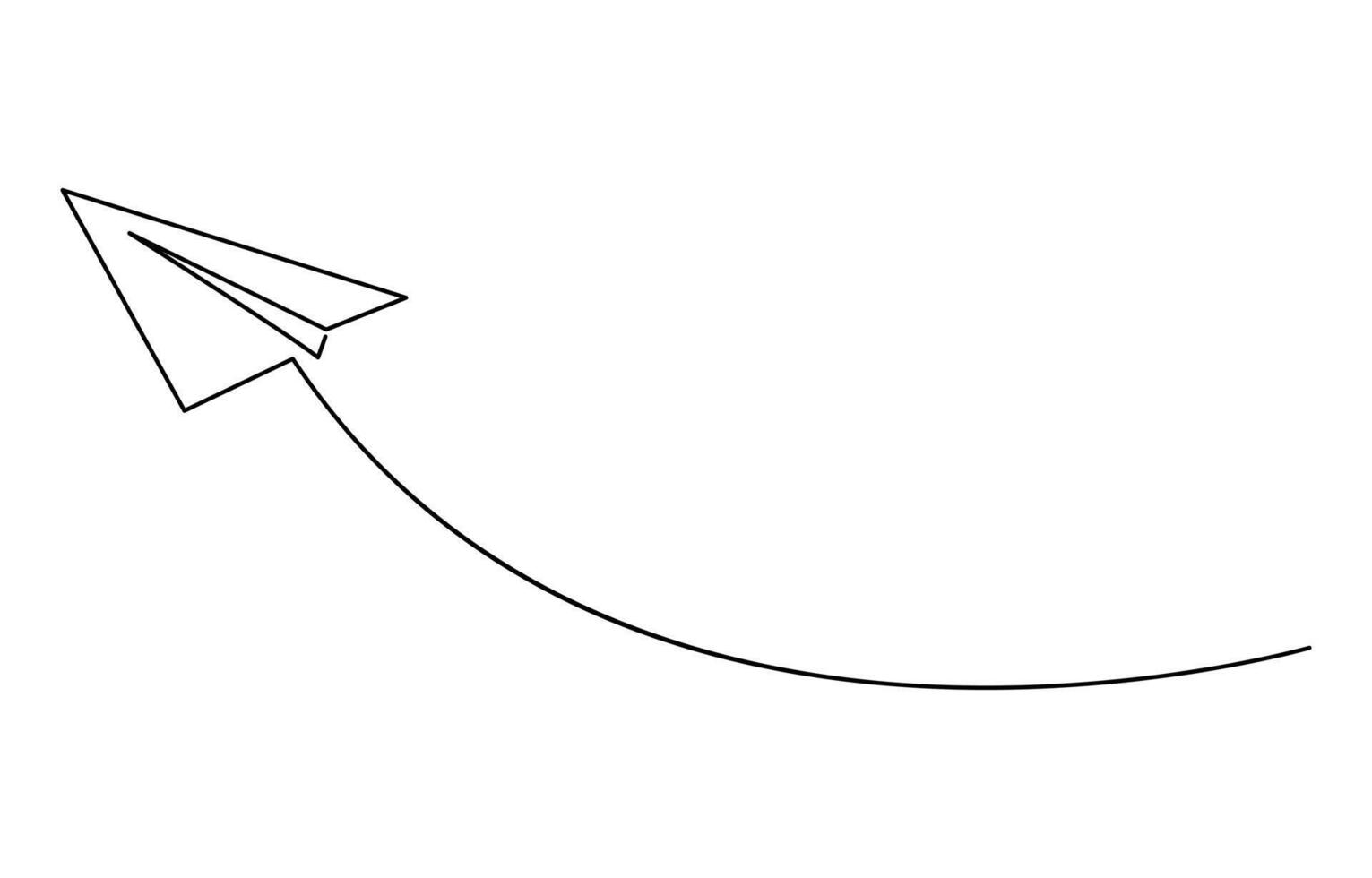 Continuous line drawing of paper plane, vector