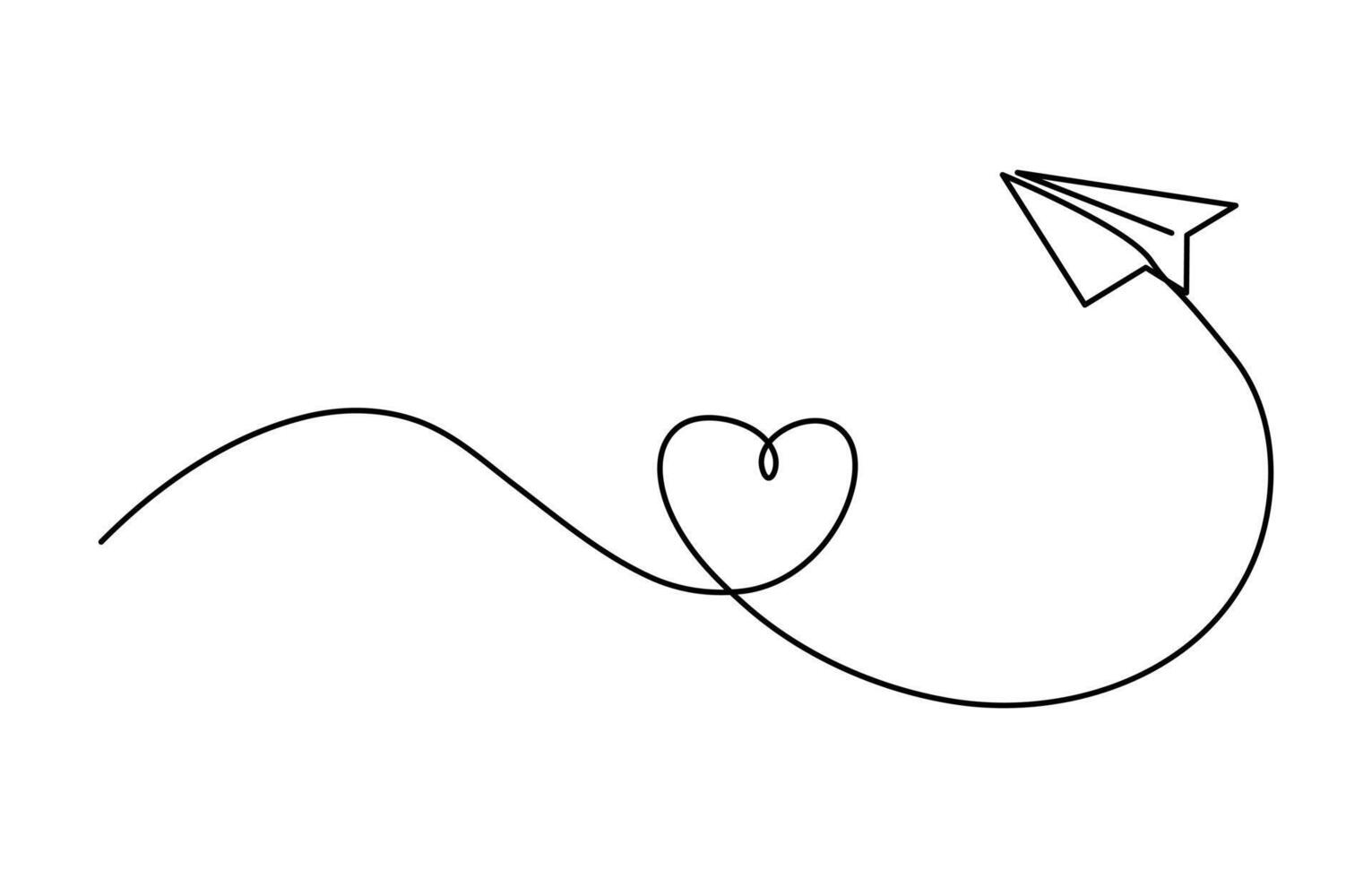 Continuous line drawing of paper plane, vector