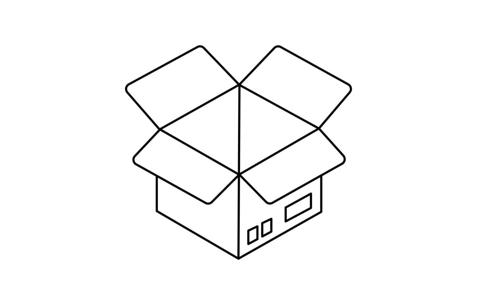 Single Continuous one line drawing of a cardboard box. Online shopping concept vector