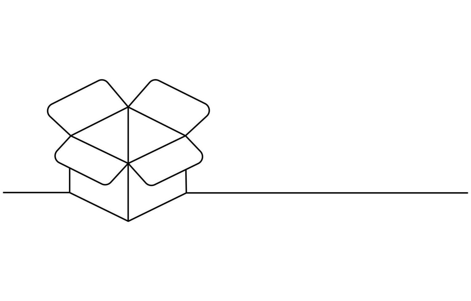 Single Continuous one line drawing of a cardboard box. Online shopping concept vector