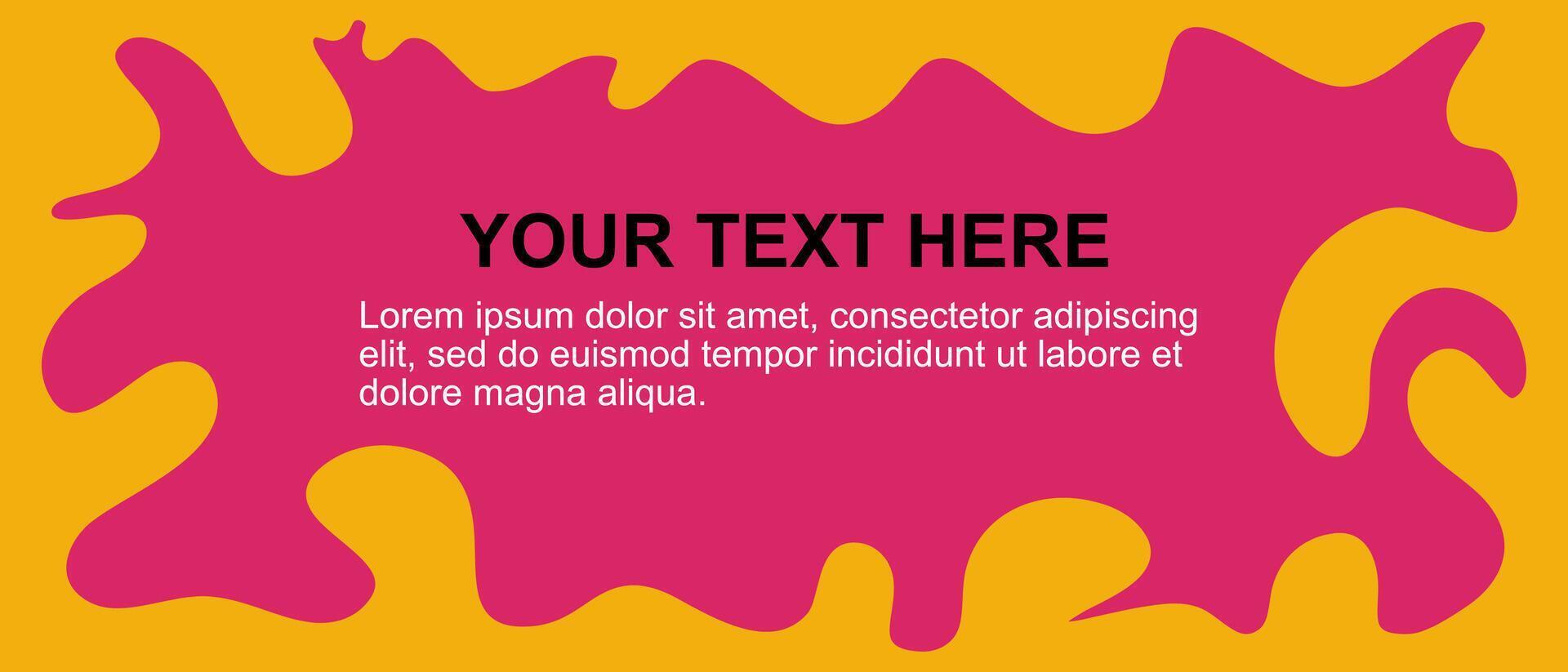 Abstract banner template of yellow curvy shape with pink background design. vector