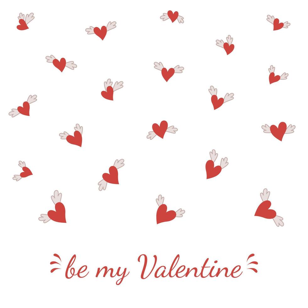 Holiday card with flying hearts. Valentine's Day. illustration on a white background. vector